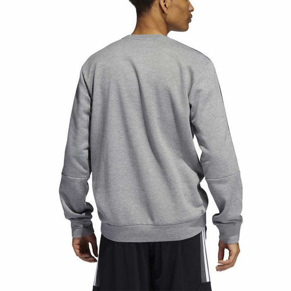 NWT Adidas Men's Crew Lightweight Fleece Lined Sweatshirt Size XL Gray $50 CC230 - Picture 2 of 4